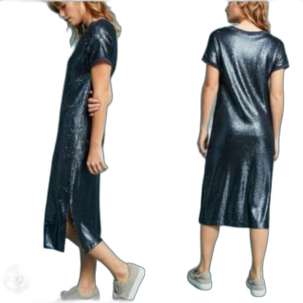 Anthropologie Moulinette Soeurs Sequin  Blue Dress Size XS Oversized